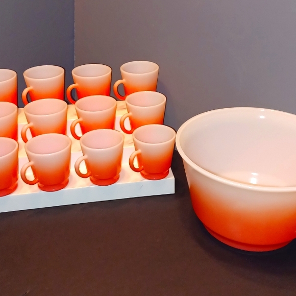 Rare!!! VHTF Vintage Mid-Century Hazel-Atlas Flamingo 13-Piece Punch Set - Picture 16 of 16